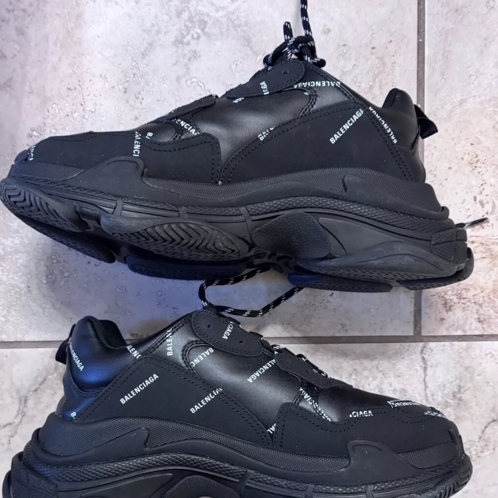 Balenciaga Triple S AllOver Logo Sneaker-Black - Picture 2 of 5